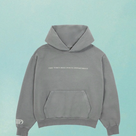 Taylor Swift TTPD Gray Hoodie with White Print - Picture 7 of 10